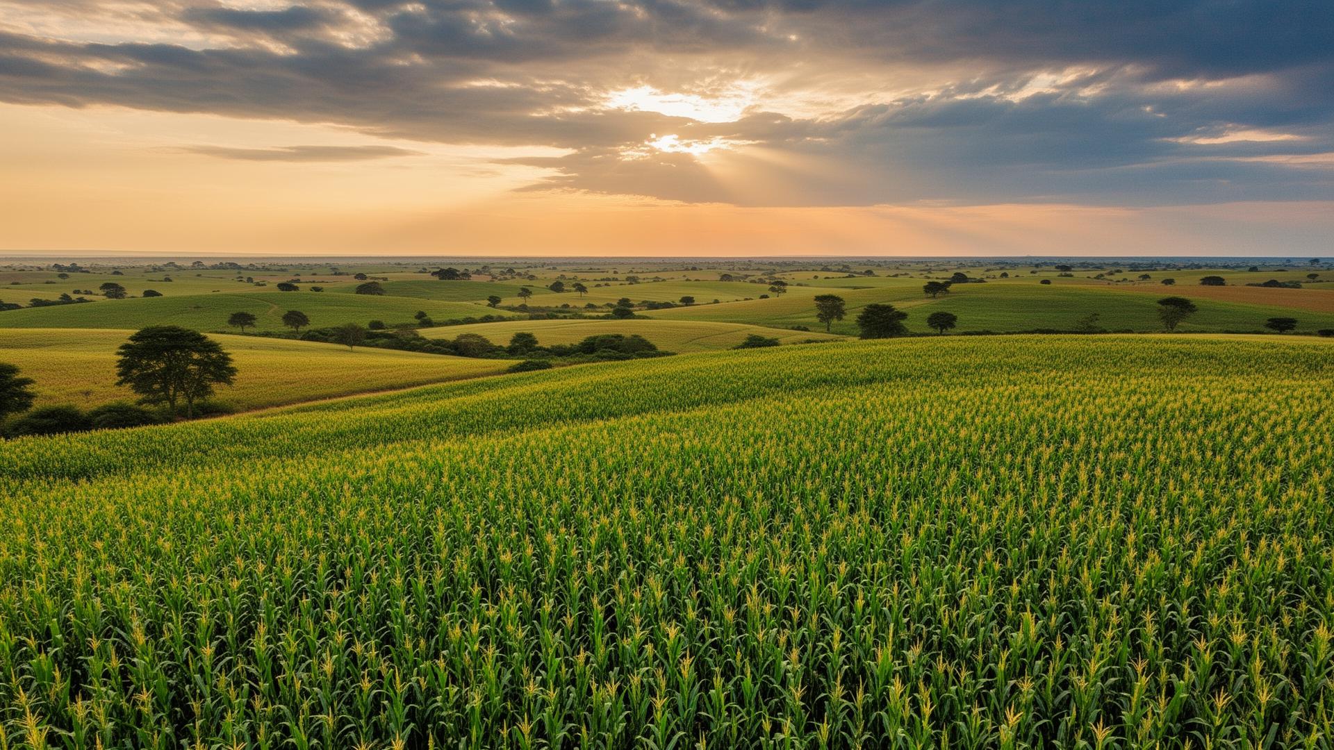 African farmland at golden hour